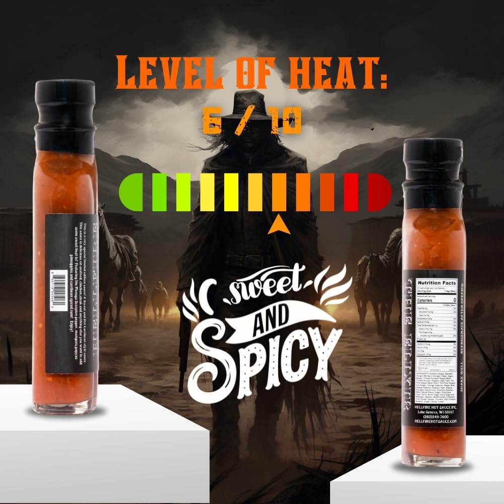 Hellfire The Elixir Hot Sauce, Gourmet, Award-Winning Fruit-Based Sauce, Made with Super Hot Peppers and Caribbean Spiced Rum, 5 oz.