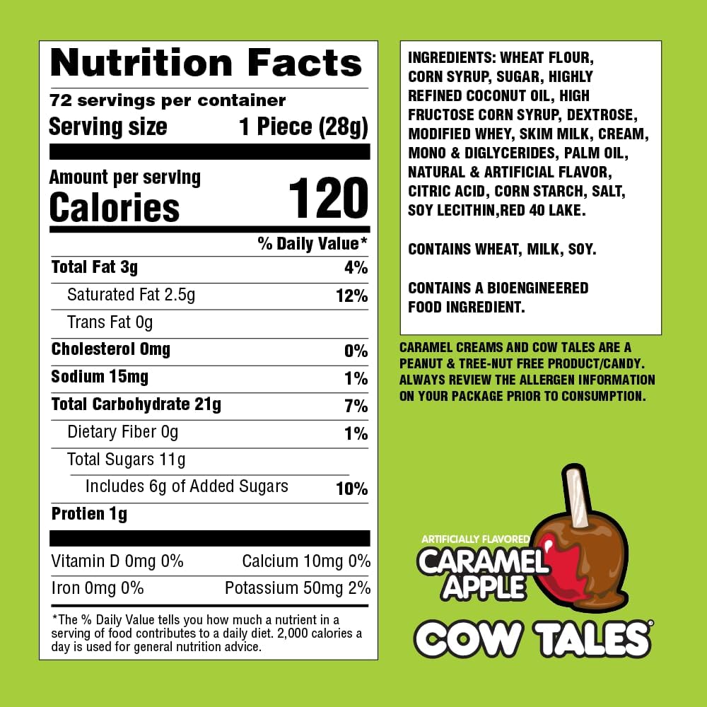 Goetze's Candy Caramel Apple Cow Tales, 4.5 lb 72ct Canister
