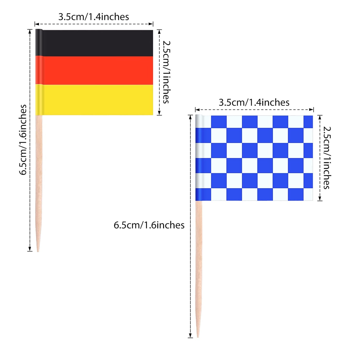 Blulu 100 Pieces Oktoberfest Toothpick Party Accessory Disposable German Flag Toothpick Bavarian Flag Picks Cupcake Toppers Decoration Oktoberfest