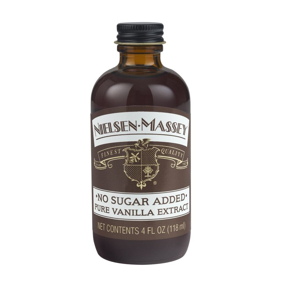 Nielsen-Massey No Sugar Added Pure Vanilla Extract for Baking and Cooking, 4 Ounce Bottle