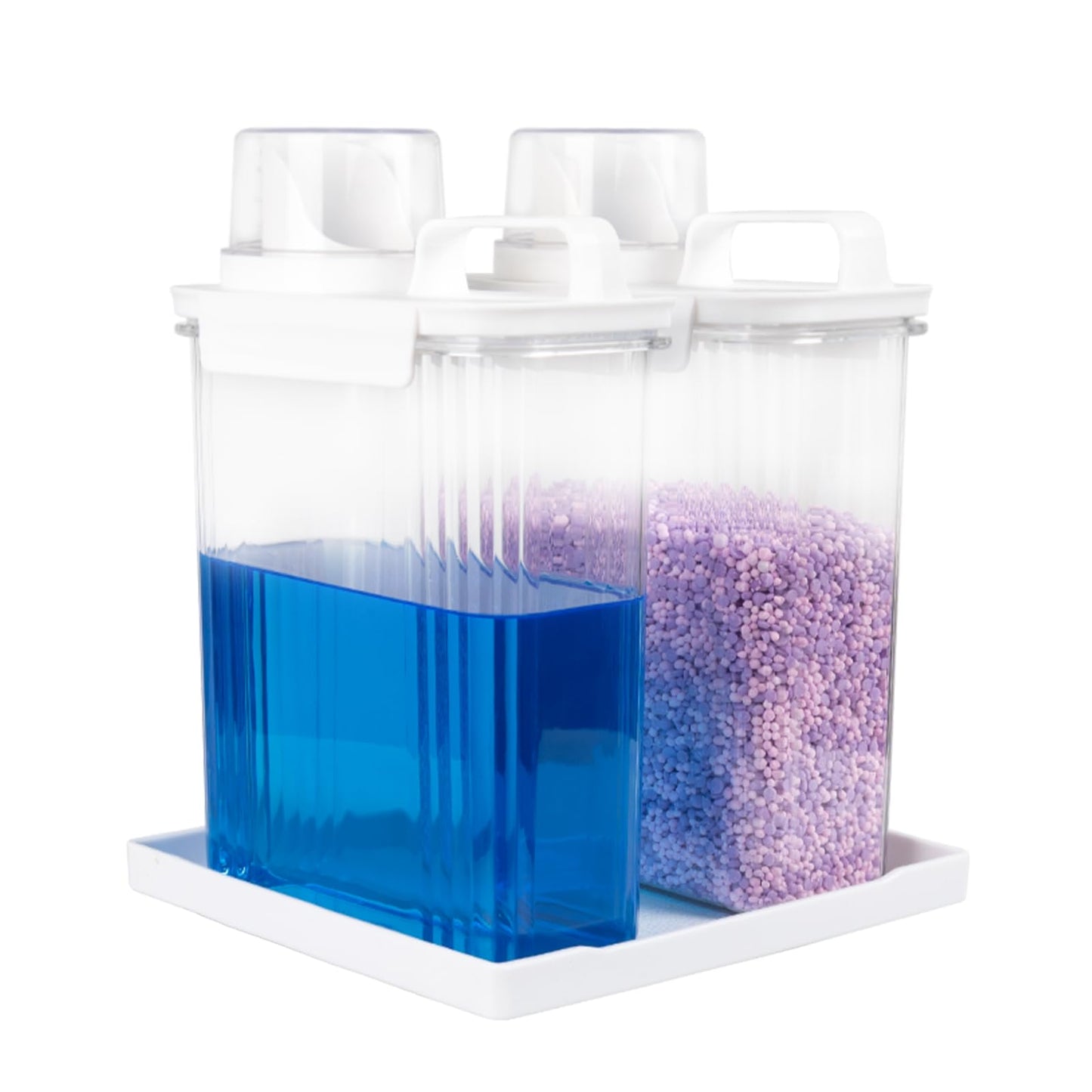 68oz Laundry Detergent Container, 2 Pack Plastic Liquid Detergent Dispenser for Laundry Room Powder,Soap,Fabric Softener, Scent Beads Storage