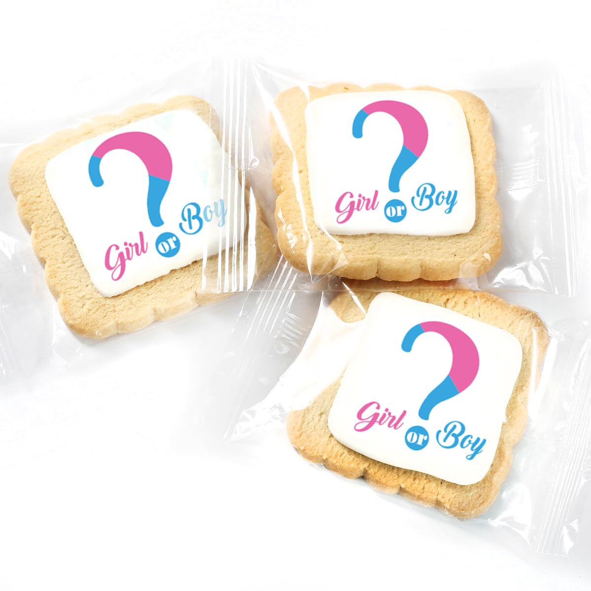 Baby Gender Reveal Cookies INDIVIDUALLY WRAPPED 24 PACK Party Favors Candy Dessert Table Buffet Food gift Treats