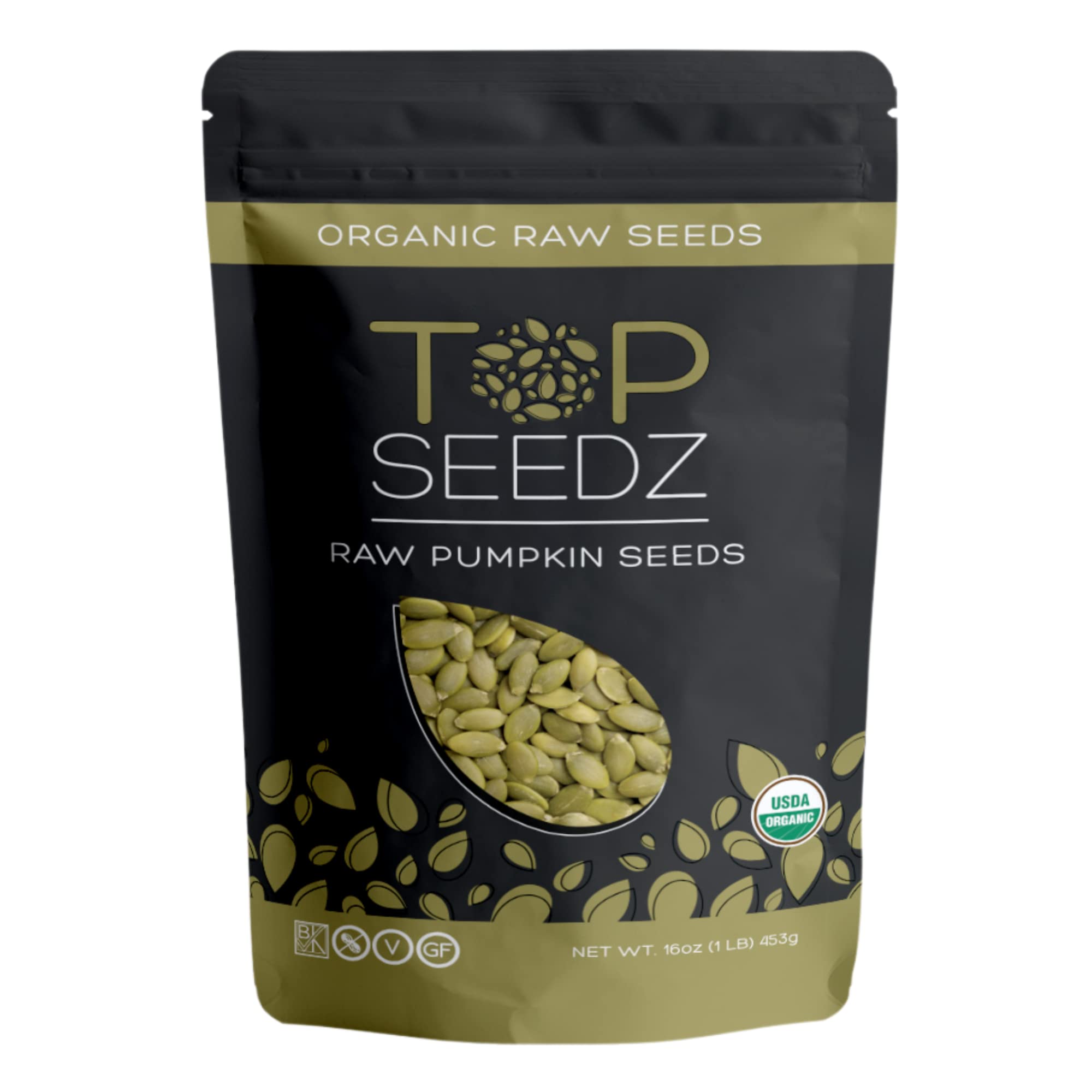 Top Seedz Certified USDA Organic Raw Pumpkin Seeds (Pepitas)| Premium Fresh and Unsalted, Shell-Free Pumpkin Seeds | Gluten-Free, Nut-Free, Vegan