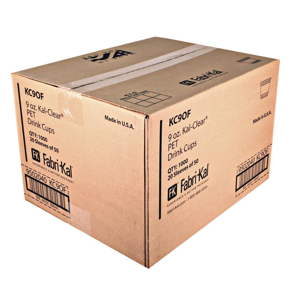 Fabrikal KC9OF 9 oz. Clear Squat PET Plastic Cup - 1000 per Case