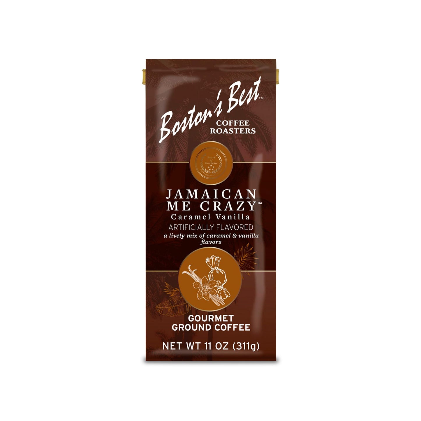 Boston’s Best Coffee - Jamaican Me Crazy Flavored Delicious Gourmet Premium Ground Coffee, 11 oz. / 311 g Bag