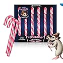 Archie McPhee Possum Flavored Pink & Gray Striped Candy Canes - Stocking Stuffers - Christmas Candy - Gift Box of 6 pieces Fun Novelty Candy