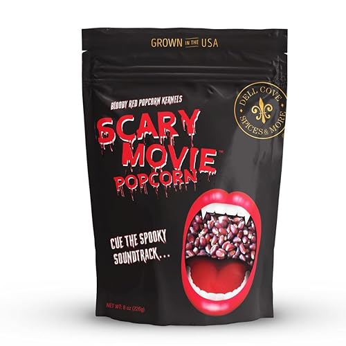 Dell Cove Spices | Scary Movie Bloody Red Popcorn Kernels | Trick-Or-Treat Party Snacks | Festive Holiday Snack Boo Box, Half Pound