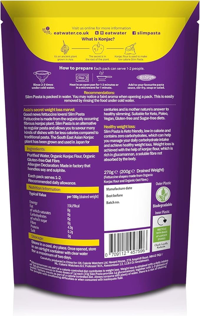 Eat Water Slim Pasta Fettuccine 200g (Pack of 5)