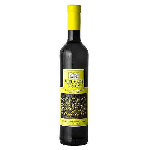 Agrumato Lemon Olive Oil, Cold Pressed Italian Extra Virgin with Fresh Citrus Peel, Small Batch Gourmet Finishing Oil for Salads Seafood Pasta