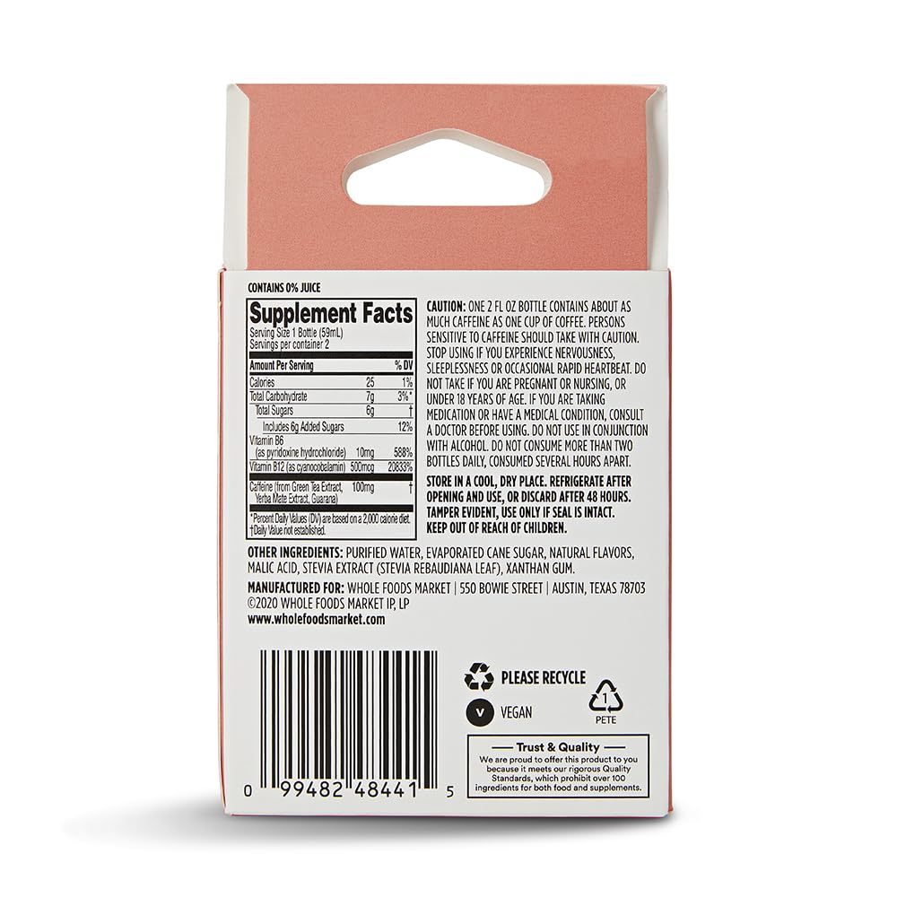 365 by Whole Foods Market, Energy Shot Duo Pack, Strawberry Watermelon, 2 Fl Oz