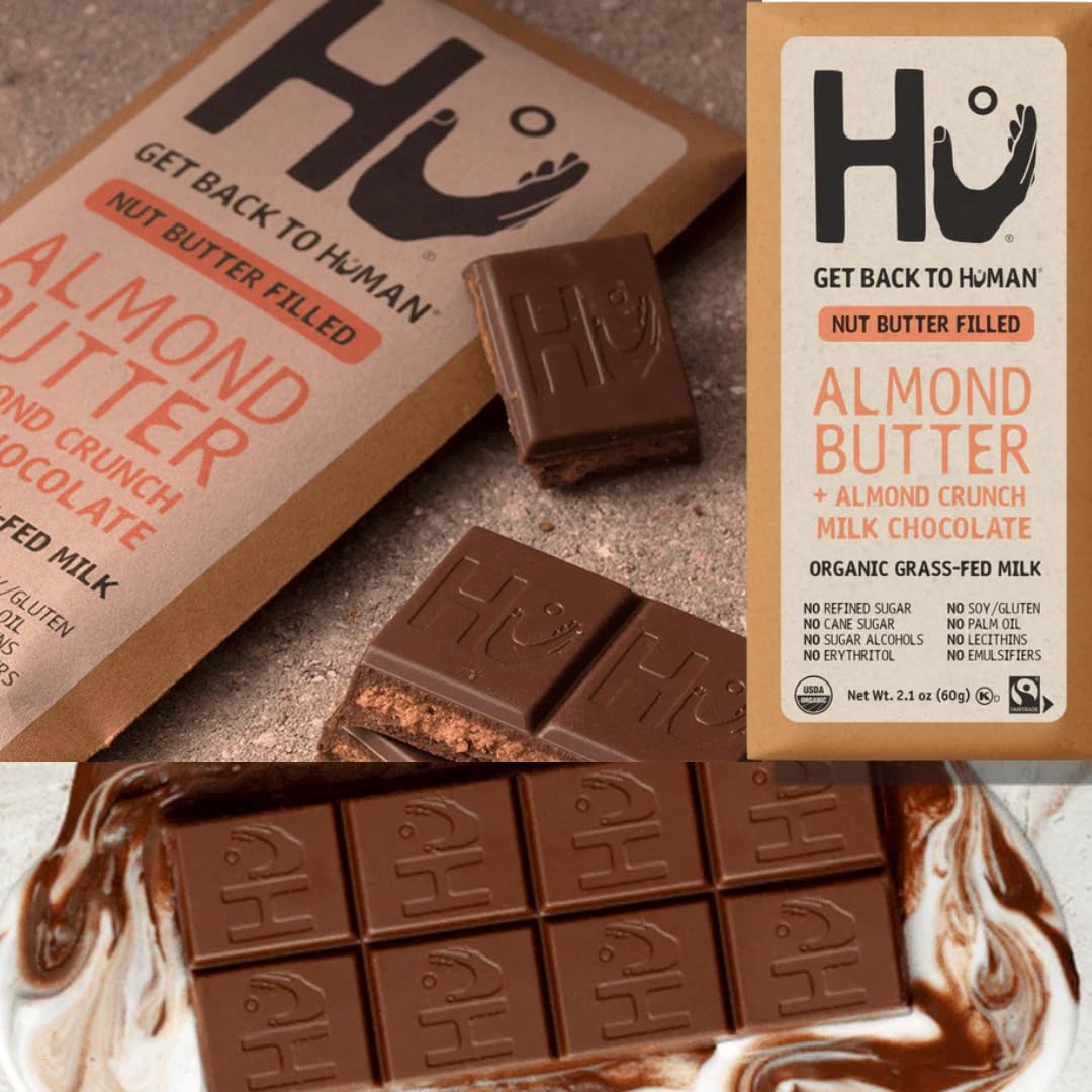 Hu Chocolate Milk Chocolate Bars Variety Pack, 5 Count (Simple, Hazelnut Butter & Hazelnut Crunch, Almond Crunch Coconut Flakes, Almond Crunch