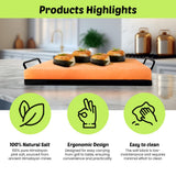 POHS Himalayan Salt Block Cooking Plate 12x8x1.5 for Cooking, Grilling, Cutting and Serving, with Metal Tray & Recipe Booklet Unique Gifts for Men