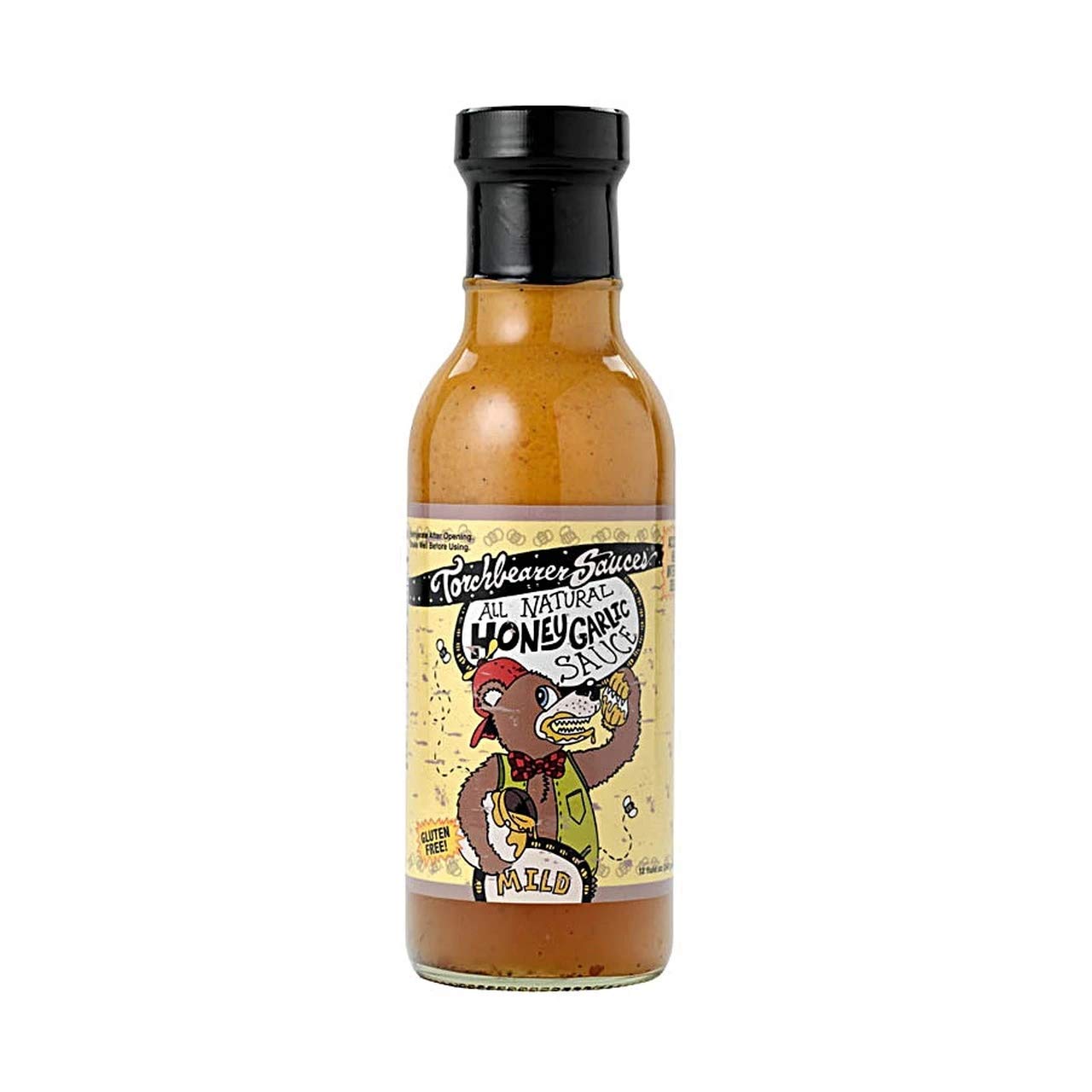 Torchbearer Sauces Honey Garlic Wing Sauce, 12 Fl Oz - Heat level: 1 - Mild - Sweet and Savory - All Natural, Extract-Free, Made in USA