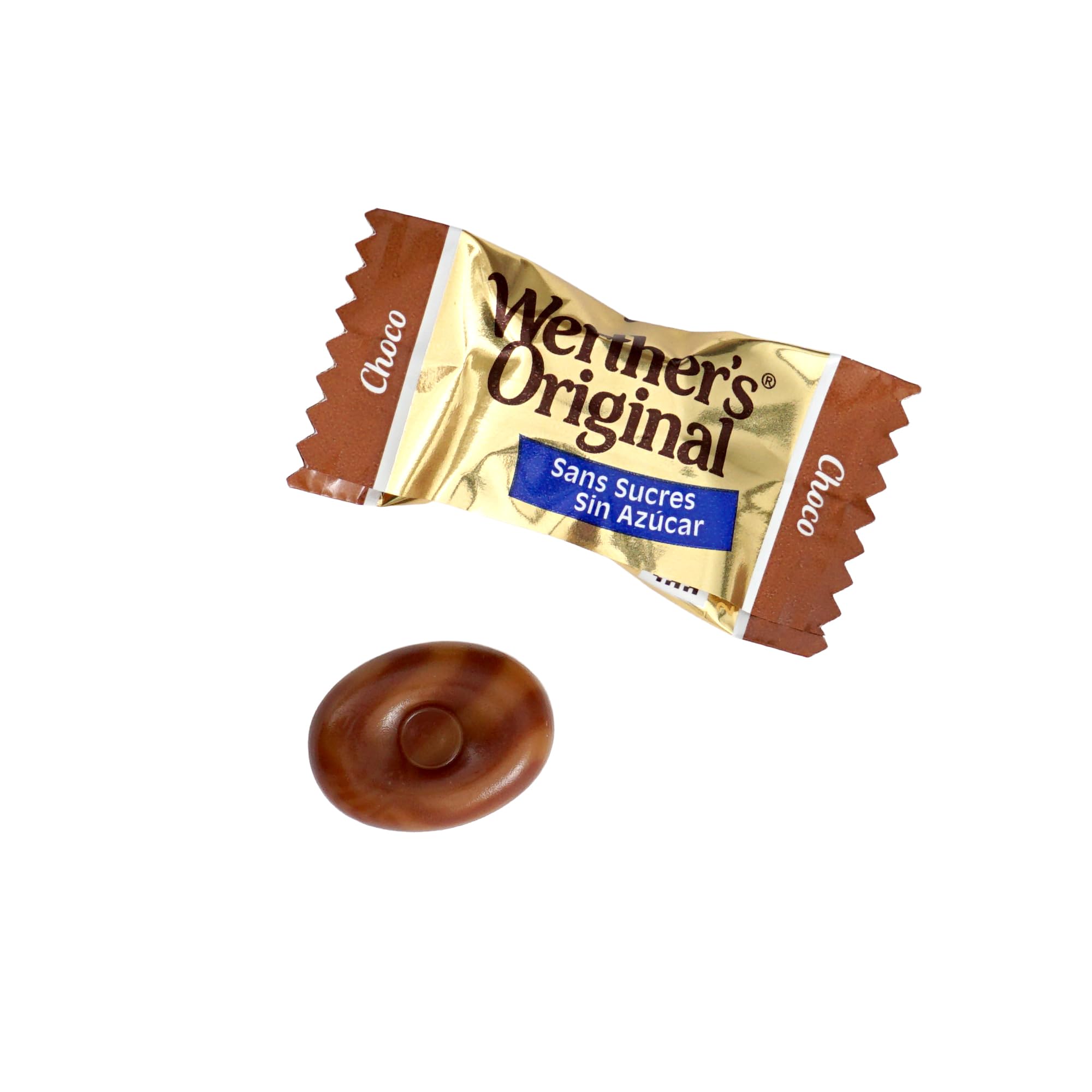 Werthers Sugar Free Hard Candy Chocolate Caramels, 1 Pound Bulk Bag, Individually Wrapped Sugar Free Werthers Candy, The Hampton Popcorn & Candy