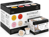 Bestpresso Coffee, Variety Pack Single Serve K-Cup Pods, 96 Count. Includes Breakfast, Colombian, Donut and Italian (Compatible With 2.0 Keurig