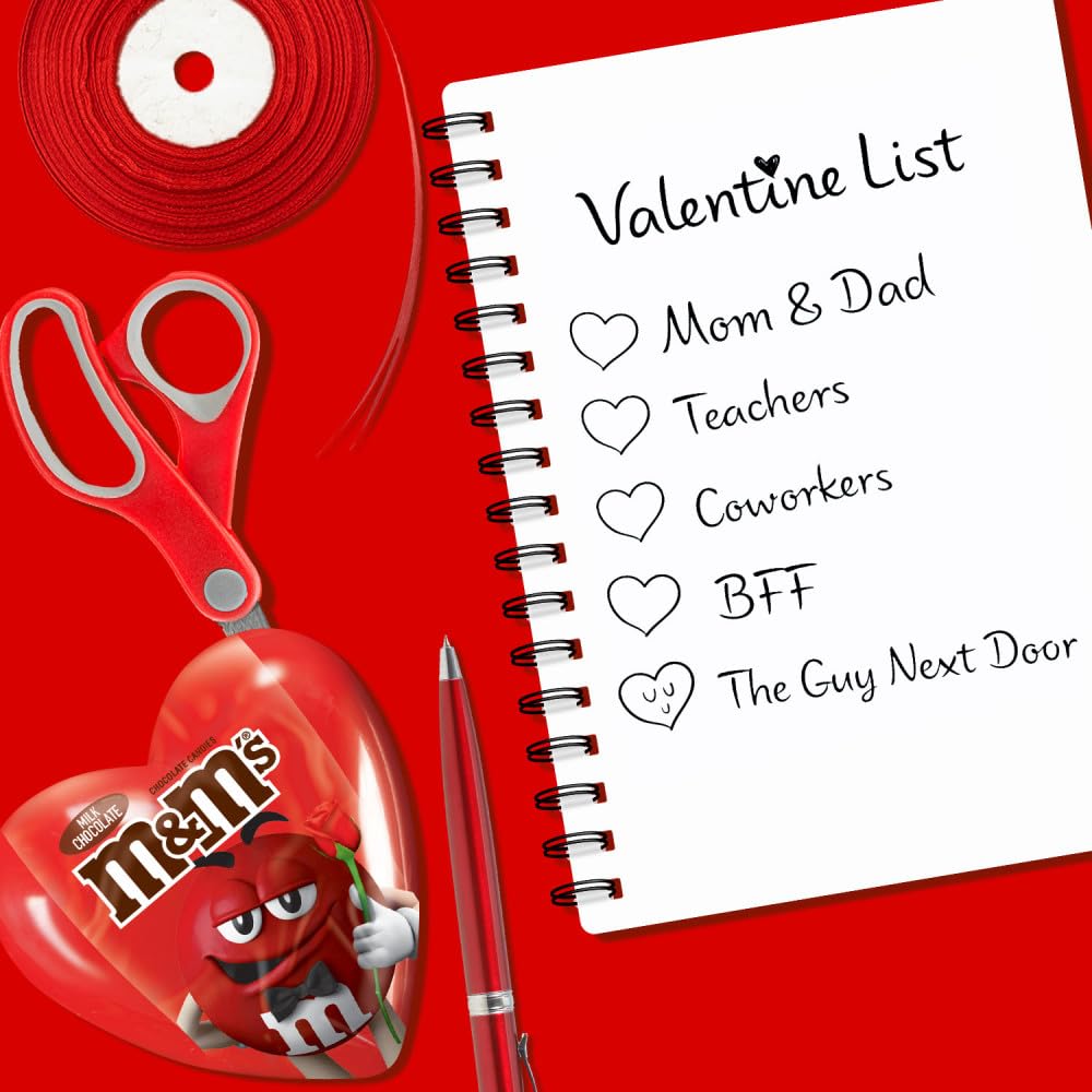 M&M’S Milk Chocolate Fun Size Filled Heart Valentine's Day Candy, 0.93oz, Pack of 12