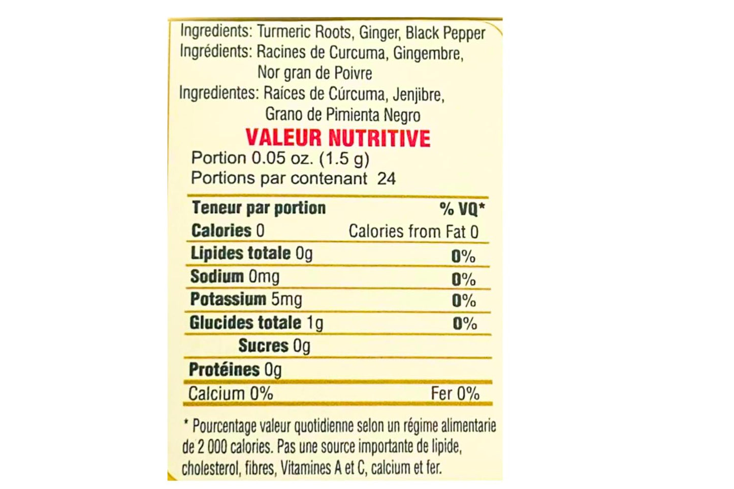 Jamaican Turmeric Ginger With Black Pepper Tea, All Natural Herbal Supplement, Caffeine Free - 24 Tea bags (Pack of 1)