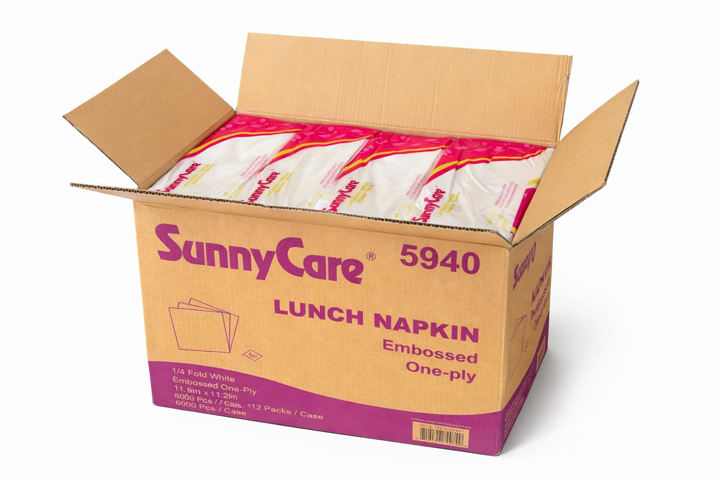 Sunnycare #5940 Premium Luncheon Napkin Embossed One-ply 1/4 Fold 11.5"x12.5" ;250sheets/pack;24packs/case;6000/case