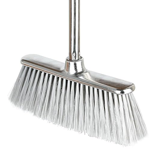 GLOHOO Indoor Soft Bristles Angle Sweeping Broom with Long Handle for Kitchen Hardwood Floor Cleaning
