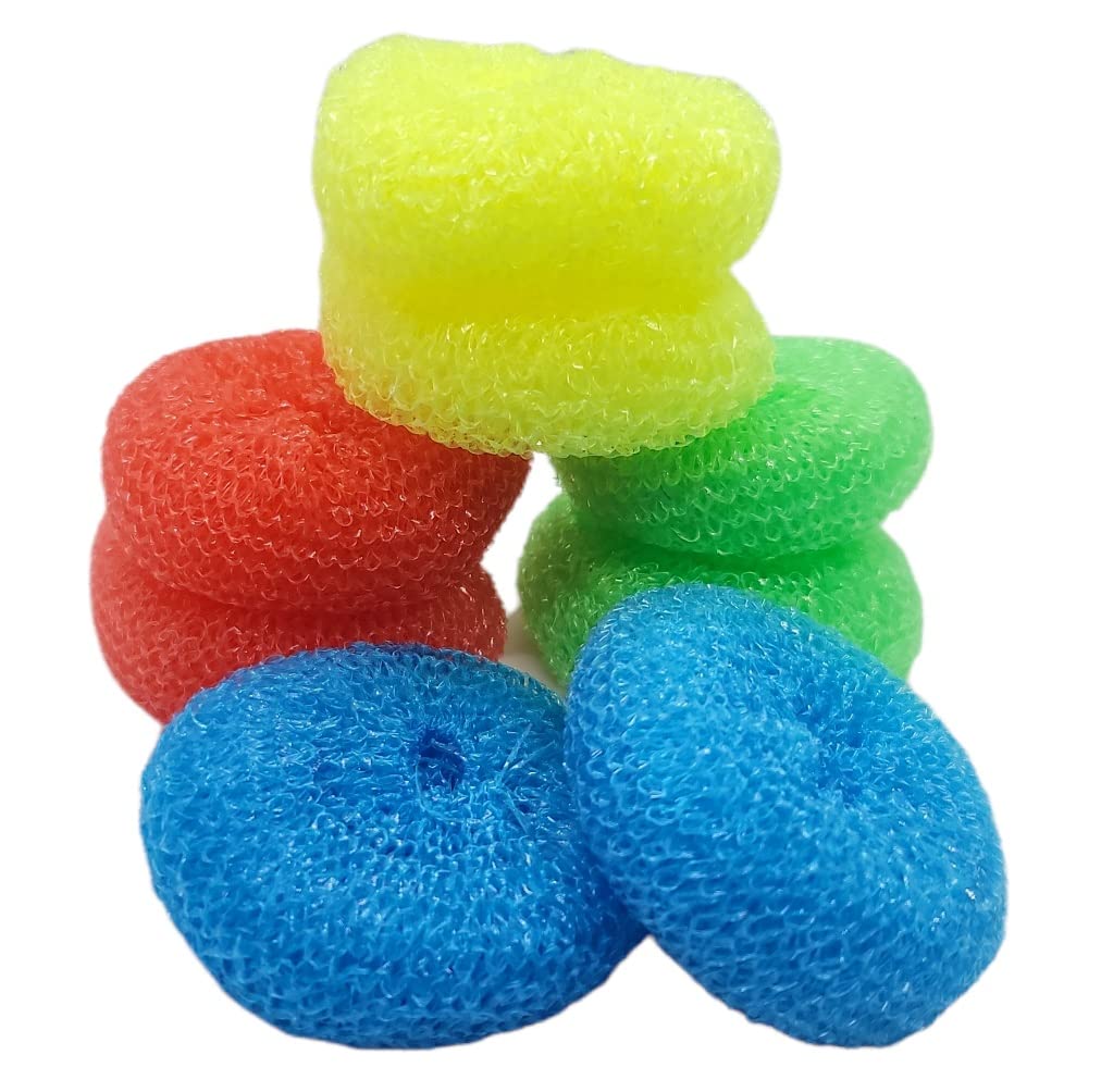 Handy Housewares Durable Non-Scratch Nylon Scouring Pads | Round All-Surface Cleaning Pads | Multi-Use Kitchen Scrubbers | Safe for Non-Stick Cookware
