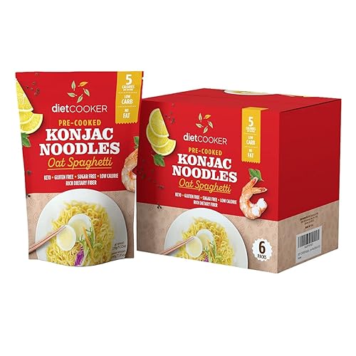 (Pack of 6) DIET COOKER Premium Konjac Noodles, Shirataki Noodle, Keto & Vegan Friendly, Odor Free, Low Calorie Pasta, Zero Net Carbs, Healthy Diet