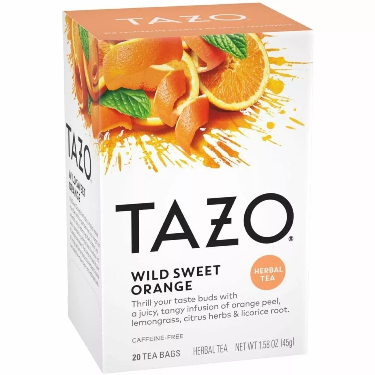 Tazo Wild Sweet Orange Herbal Tea, 20 Count Box 1.58oz (Pack of 3)