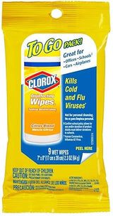 Clorox 30666 to Go Pack Disinfecting Wipe, Lemon Fresh Scent (9 Count) Pack of 24