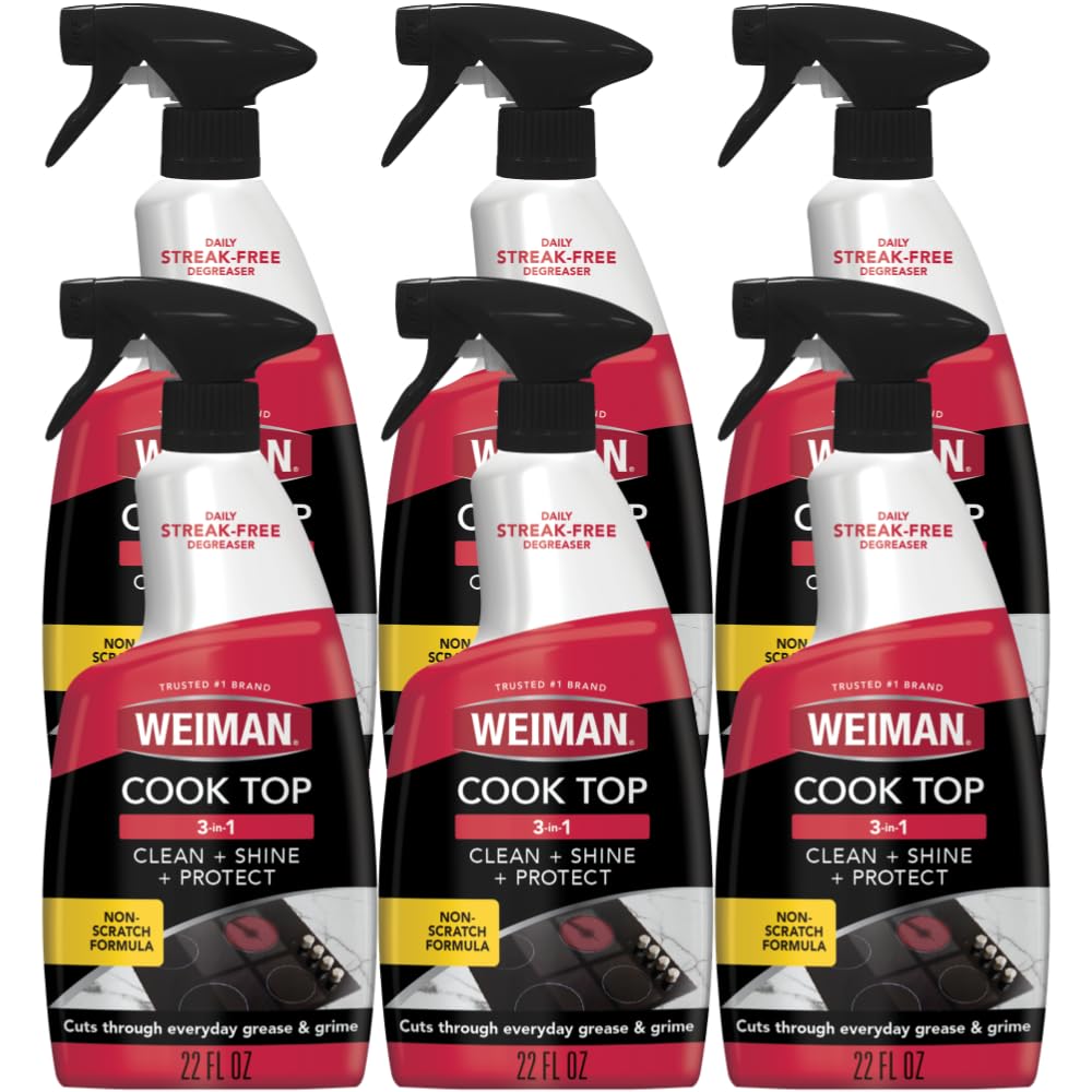 Weiman 6-Pack Cooktop Cleaning Spray - Cooktop & Oven Cleaner for Streak & Residue Free - Non-Abrasive Degreaser Safe for Glass & Ceramic