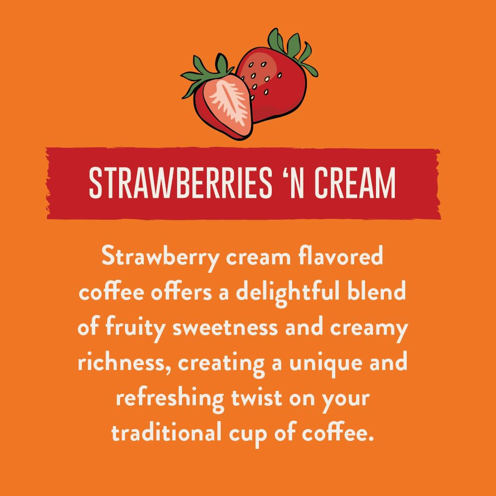 Two Rivers Coffee Strawberries N Cream Flavored Ground Coffee, Perfectly Balanced, Always Smooth, Made with 100% Arabica Beans - Flavor Enhanced, 10