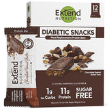Extend Sugar Free Protein Bars, Perfect Diabetic Snacks, High Protein and Fiber, Hunger Control & Steady Energy, Low Carb, Keto Friendly (12 Count