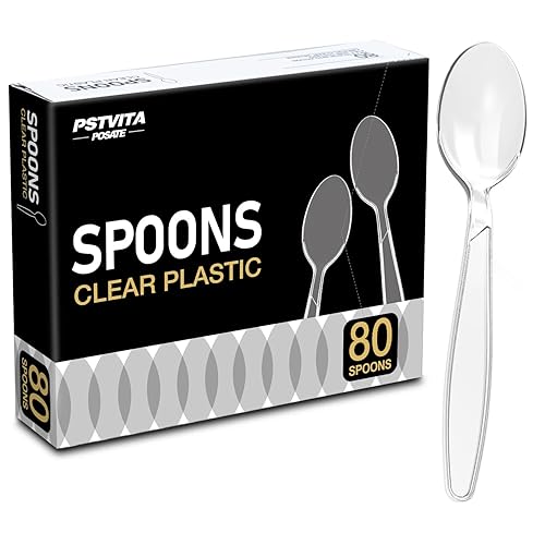 Plastic Spoons Disposable, Clear Heavy Duty Party Supply, Pack of 80