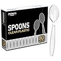 Plastic Spoons Disposable, Clear Heavy Duty Party Supply, Pack of 80