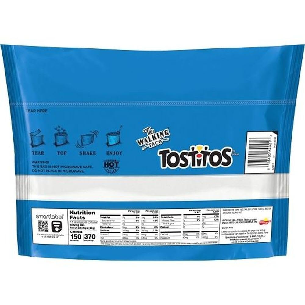 Tostitos Bite Size Tortilla Chips for Walking Tacos, 2.5 Oz Individual Bags, Bulk Pack - 18 Count Grab N Go Snacks for Foodservice, Parties