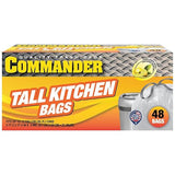 Commander 13 Gallon 0.9 MIL Lemon Tall Kitchen White Drawstring Trash Bags - 24" x 27" - Pack of 48 - for Home, Kitchen, & Office