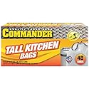 Commander 13 Gallon 0.9 MIL Lemon Tall Kitchen White Drawstring Trash Bags - 24" x 27" - Pack of 48 - for Home, Kitchen, & Office