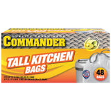 Commander 13 Gallon 0.9 MIL Lemon Tall Kitchen White Drawstring Trash Bags - 24" x 27" - Pack of 48 - for Home, Kitchen, & Office