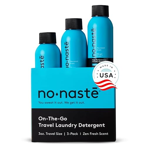 Nonaste Performance Travel Laundry Detergent - Zen Fresh, 3 Fl Oz (Pack of 3), 9 Loads - Travel Size Laundry Detergent for Workout Clothes & More
