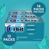 ORBIT Wintermint Sugar Free Individually Wrapped Chewing Gum Mint Bulk Box , 12 Packs of 14-Pieces (168 Total Pieces)