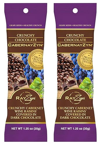 Wine RayZyn® Crunchy Chocolate CabernayZyn® Wine Raisins® 1.25 oz (Pack of 2) in a PrimeTime Direct Sealed Bag