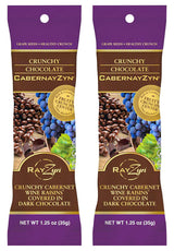 Wine RayZyn® Crunchy Chocolate CabernayZyn® Wine Raisins® 1.25 oz (Pack of 2) in a PrimeTime Direct Sealed Bag