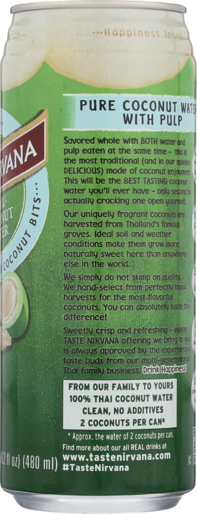 Taste Nirvana Real Coconut Water With Pulp, 16.2-oz. (Count of 12) Sold By HERO24HOUR Thank You