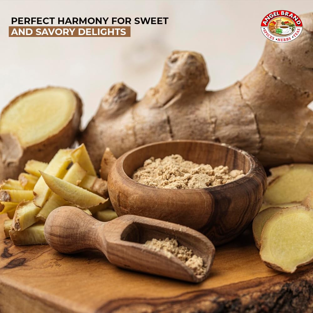 Angel Brand Ginger Powder 13 oz Bottle - Premium Ground Ginger Root Powder for Baking, Cooking, Smoothies, and Spice Blends.
