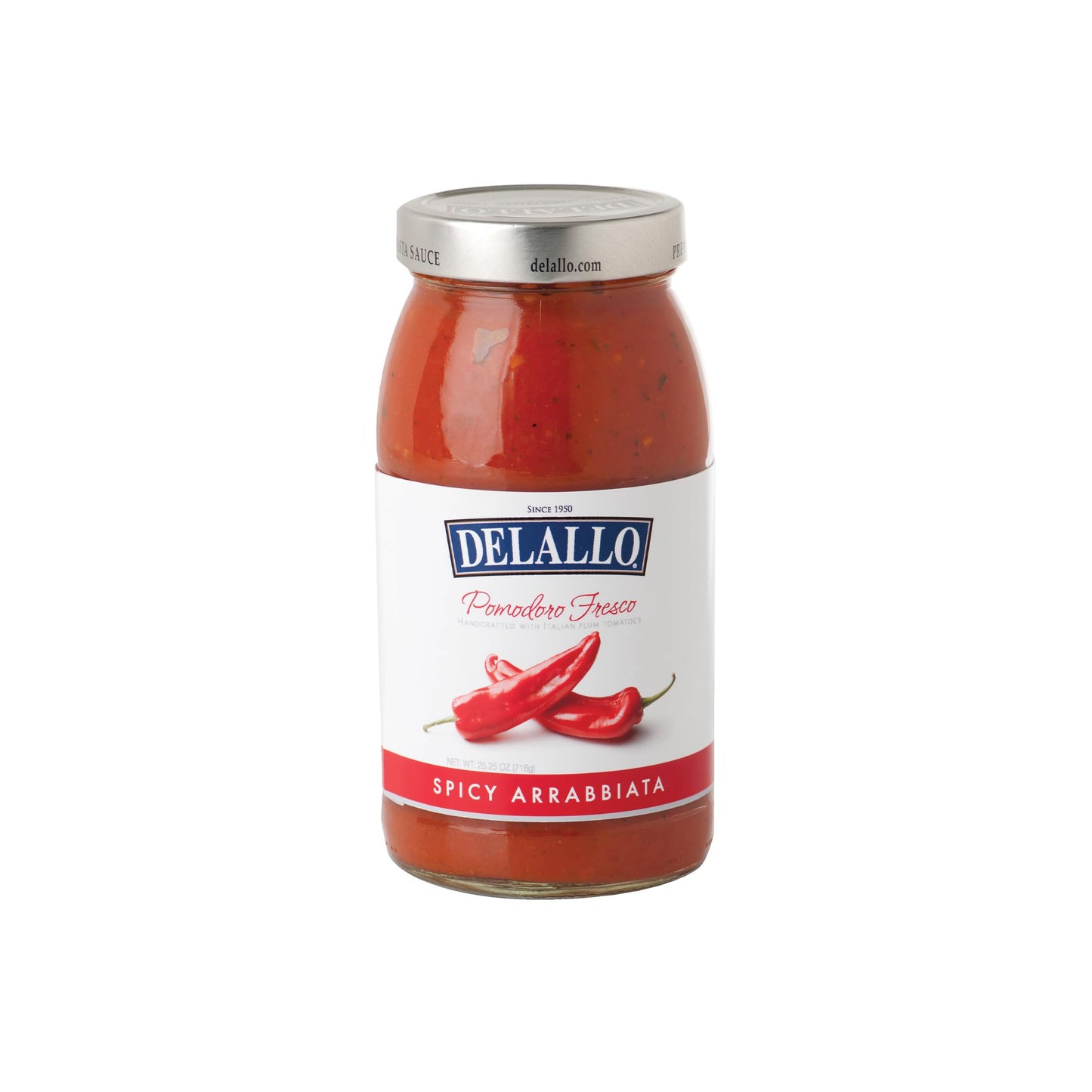 DeLallo Pomodoro Fresco Arrabiatta Sauce, 25.5 oz Jar, No Added Sugar, All Natural, Gluten Free, Non-GMO, Vegan, Spicy Pasta Sauce with Fiery Tomato