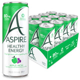 ASPIRE® Apple Acai, Healthy Energy Drink 80mg Natural Caffeine, Zero Sugar No Carbs Keto Friendly, 12 Pack Green Tea Sugar Free Drink Low Caffeine
