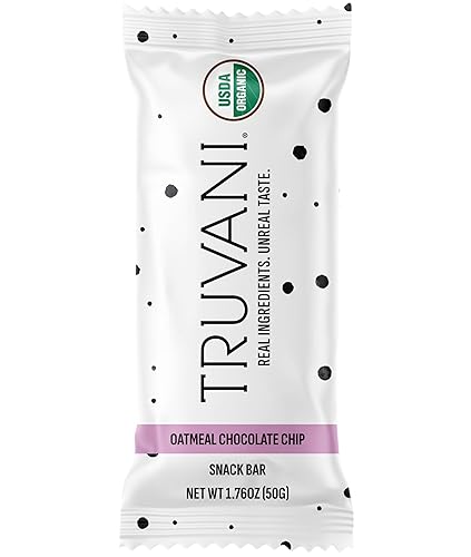 Truvani Plant Based Snack Bars | Oatmeal Chocolate Chip 1 Pack | 6g Protein | USDA Organic and Vegan | The Only Bar | Dairy, Soy, and Gluten Free |