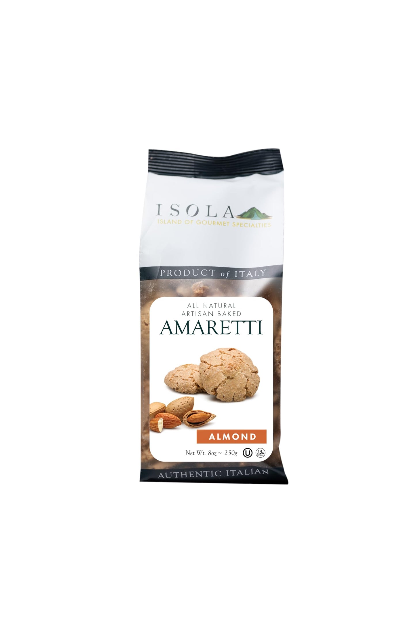 Isola Italian Amaretti Almond Coffee Cookies, Traditional Baked Almond Biscuit, 8 oz Pack, Crisp Artisan Cookies for Espresso, Dessert Pairings, Petit