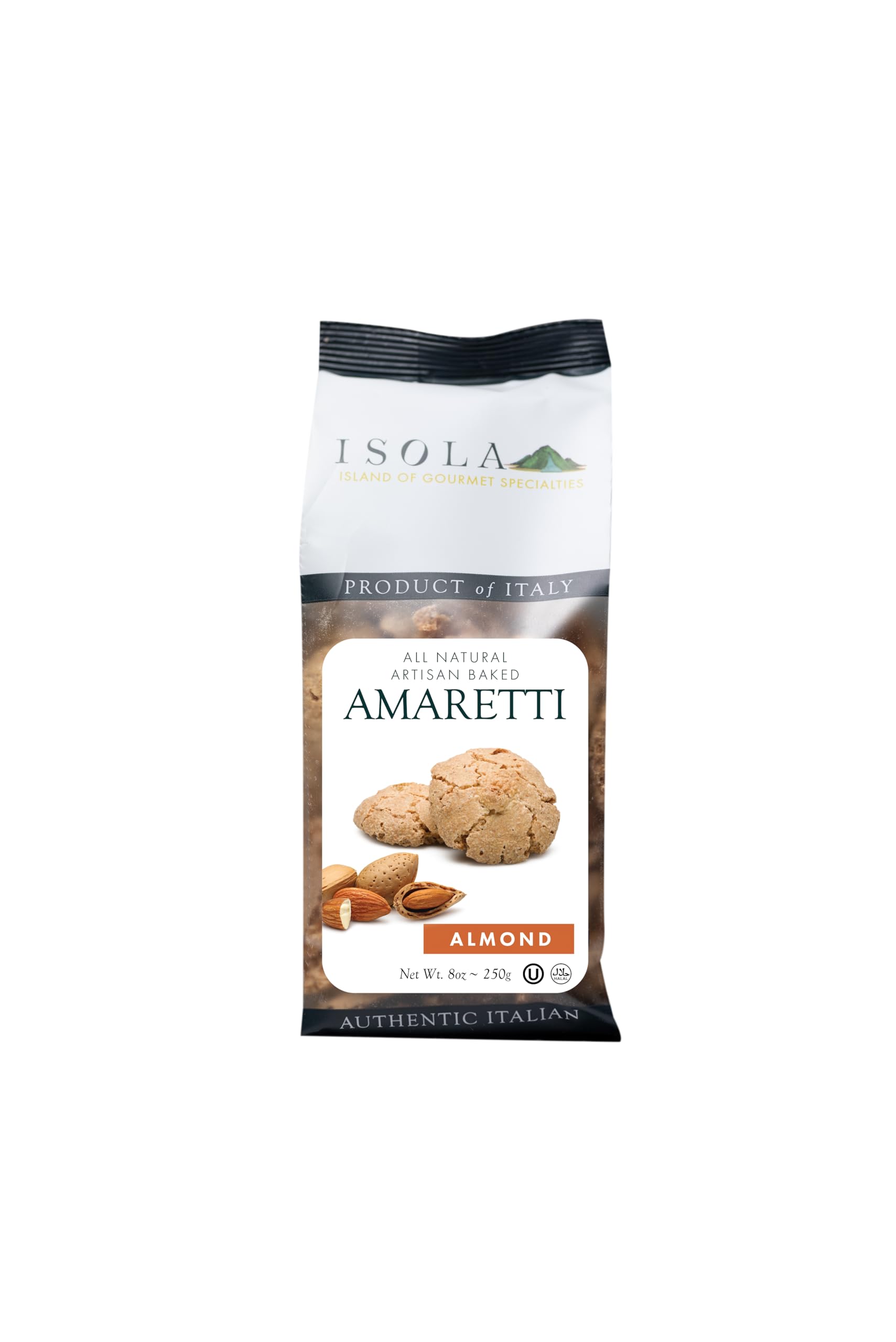 Isola Italian Amaretti Almond Coffee Cookies, Traditional Baked Almond Biscuit, 8 oz Pack, Crisp Artisan Cookies for Espresso, Dessert Pairings, Petit