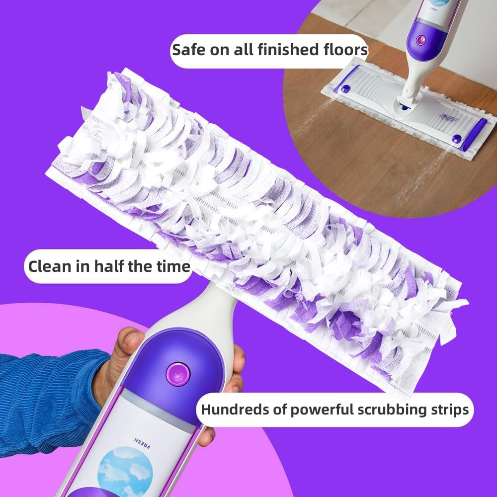 Disposable Mopping Pads Refills for PowerMop Multi-Surface Mop and PowerMop Wood Mop, Spray Clean Pads Replacement (Purple-20)