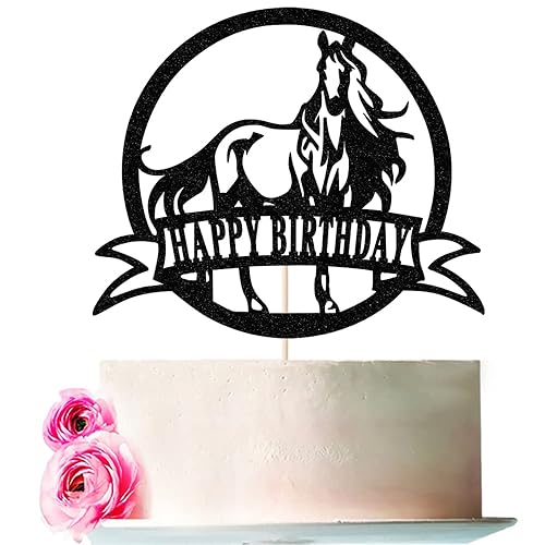 Bejotaa Horse Happy Birthday Cake Topper?Horse Racing Party Cake Decoration for Kids Boy Men Birthday Party Supplies