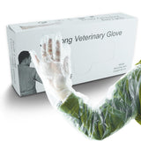 Cunguv 100 Pieces Disposable Long Arm Gloves Plastic Long Sleeve Protective Glove for Farm Cleaning